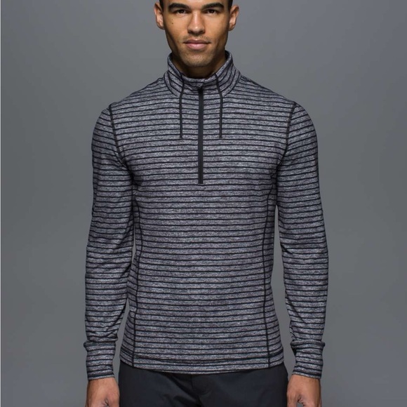 Lululemon Sweat Session 1/2 ZipRaven Stripe Black Heathered Black Men